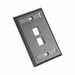 Placa de Pared Vertical, Salida Para 2 Puertos Keystone, Con Espacios Para Etiquetas, Color Negro  NK2FBL