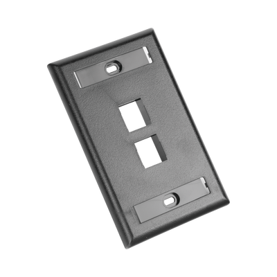 Placa de Pared Vertical, Salida Para 2 Puertos Keystone, Con Espacios Para Etiquetas, Color Negro NK2FBL