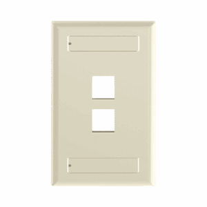 Placa de Pared Vertical, Salida Para 2 Puertos Keystone, Con Espacios Para Etiquetas, Color Marfil  NK2FEIY