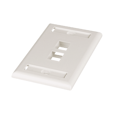 Placa de Pared Vertical, Salida Para 2 Puertos Keystone, Con Espacios Para Etiquetas, Color Blanco Mate  NK2FIWY