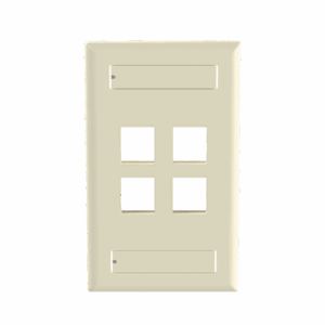 Placa de Pared Vertical, Salida Para 4 Puertos Keystone, Con Espacios Para Etiquetas, Color Marfil  NK4FEIY