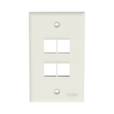 Placa de Pared Vertical, Salida Para 4 Puertos Keystone, Color Blanco Mate NK4FNIW