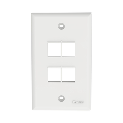 Placa de Pared Vertical, Salida Para 4 Puertos Keystone, Color Blanco NK4FNWH