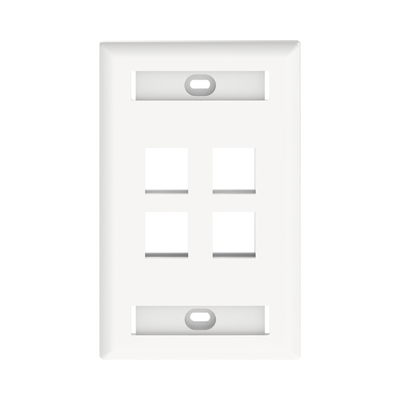 Placa de Pared Vertical, Salida Para 4 Puertos Keystone, Con Espacios Para Etiquetas, Color Blanco NK4FWHY