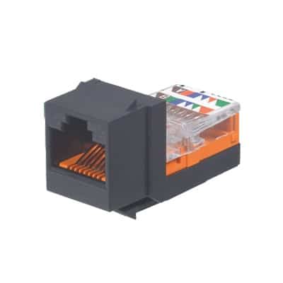 Conector Jack Estilo Leadframe, Tipo Keystone, Categoría 5e, de 8 posiciones y 8 cables, Color Negro  NK5E88MBLY