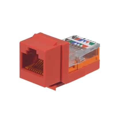 Conector Jack Estilo Leadframe, Tipo Keystone, Categoría 5e, de 8 posiciones y 8 cables, Color Rojo   NK5E88MRDY