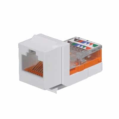 Conector Jack Estilo Leadframe, Tipo Keystone, Categoría 5e, de 8 posiciones y 8 cables, Color Blanco  NK5E88MWHY