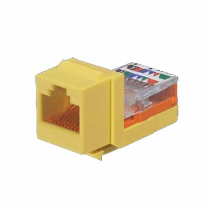 Conector Jack Estilo Leadframe, Tipo Keystone, Categoría 5e, de 8 posiciones y 8 cables, Color Amarillo  NK5E88MYLY