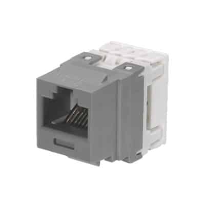 Conector Jack Estilo 110 (de Impacto), Tipo Keystone, Categoría 6, de 8 posiciones y 8 cables, Color Gris  NK688MIG