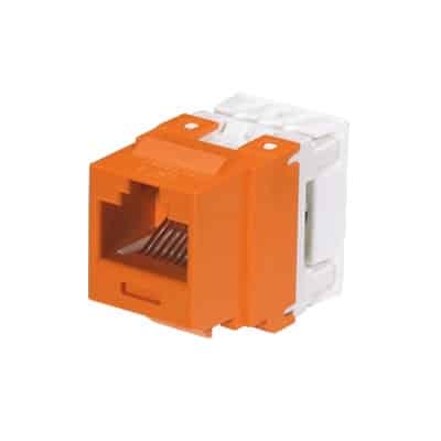 Conector Jack Estilo 110 (de Impacto), Tipo Keystone, Categoría 6, de 8 posiciones y 8 cables, Color Naranja  NK688MOR