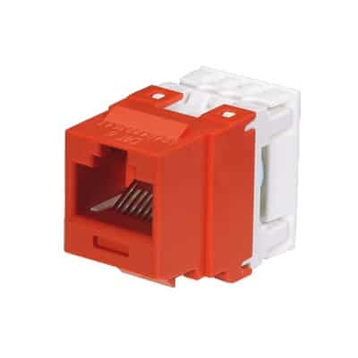 Conector Jack Estilo 110 (de Impacto), Tipo Keystone, Categoría 6, de 8 posiciones y 8 cables, Color Rojo  NK688MRD