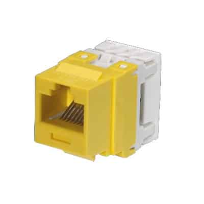 Conector Jack Estilo 110 (de Impacto), Tipo Keystone, Categoría 6, de 8 posiciones y 8 cables, Color Amarillo  NK688MYL