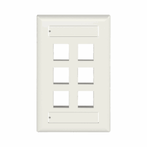 Placa de Pared Vertical, Salida Para 6 Puertos Keystone, Con Espacios Para Etiquetas, Color Blanco Mate  NK6FIWY