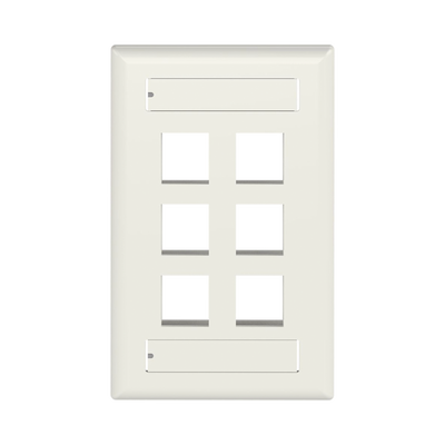 Placa de Pared Vertical, Salida Para 6 Puertos Keystone, Con Espacios Para Etiquetas, Color Blanco Mate NK6FIWY