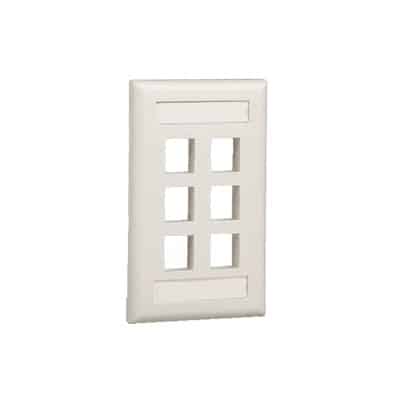 Placa de Pared Vertical, Salida Para 6 Puertos Keystone, Con Espacios Para Etiquetas, Color Blanco  NK6FWHY