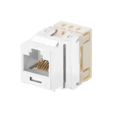 Conector Jack Estilo 110 (de Impacto), Tipo Keystone, Categoría 5e, de 8 posiciones y 8 cables, Color Blanco mate  NKP5E88MIW