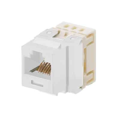 Conector Jack Estilo 110 (de Impacto), Tipo Keystone, Categoría 5e, de 8 posiciones y 8 cables, Color Blanco  NKP5E88MWH