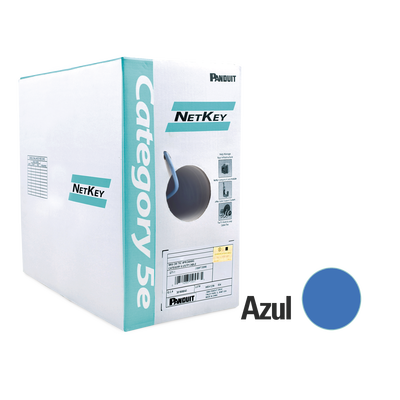 Bobina de cable UTP 305 m. de Cobre, NetKey, Azul, Categoría 5e (24 AWG), PVC (CM), de 4 pares NUC5C04BU-CE