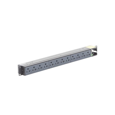 PDU Básico para Distribución de Energía, Enchufe de Entrada NEMA 5-15P, Con 12 Contactos NEMA 5-20R, Instalación Horizontal de 19in, 1UR, 15 Amp, 120 Vca P12B01M