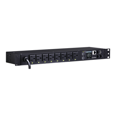 PDU Switchable por Toma, Para Distribución de Energía, Entrada 120 Vca NEMA 5-15P, Con 8 Salidas NEMA 5-15R, Horizontal 19in, 1UR PDU41001