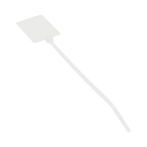 Cincho de Identificación Tipo Bandera, 130 mm largo x 2.5mm ancho, Área de Marcado de 19.1 x 26.4 mm, Nylon 6.6, Color Natural, Bolsa de 100pz   PLF1MA-C