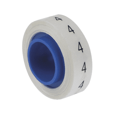 Rollo de Etiquetas Marcadoras, Pre-Impresos con el Número 4, de 2.4 metros, Color Blanco PMDR-4