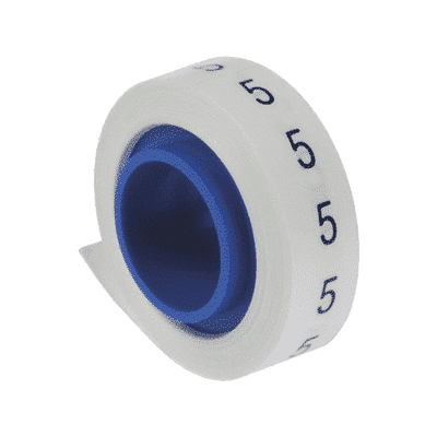 Rollo de Etiquetas Marcadoras, Pre-Impresos con el Número 5, de 2.4 metros, Color Blanco PMDR-5