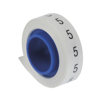 Rollo de Etiquetas Marcadoras, Pre-Impresos con el Número 5, de 2.4 metros, Color Blanco  PMDR-5