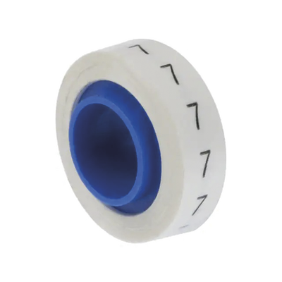 Rollo de Etiquetas Marcadoras, Pre-Impresos con el Número 7, de 2.4 metros, Color Blanco PMDR-7