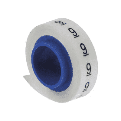 Rollo de Etiquetas Marcadoras, Pre-Impresos con el Número 9, de 2.4 metros, Color Blanco PMDR-9