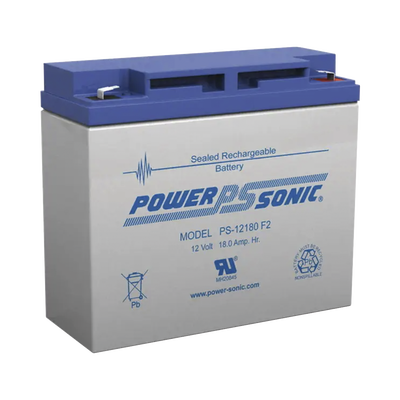 Batería de Respaldo UL de 12V 18AH - PS-12180-F2 / Ideal para Sistemas de Detección de Incendio / Control de Acceso / Intrusión / Videovigilancia / Terminales Tipo F2