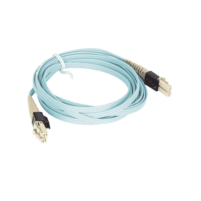 Jumper PViQ de Fibra Óptica Multimodo 50/125 OM4, LC-LC Duplex, LSZH, Color Aqua, 3 Metros PVFZL10-10M3Y