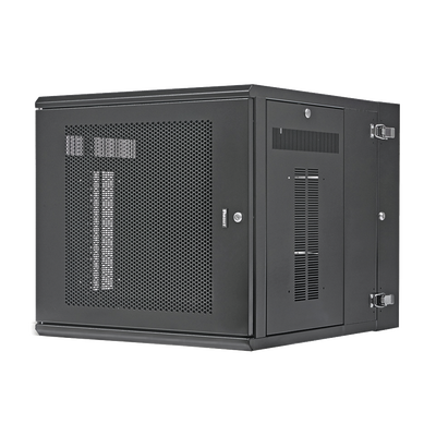 Gabinete PanZone de Montaje en Pared, de 19in, Puerta Perforada, 12 UR, 762mm de Profundidad, Color Negro PZWMC1230P