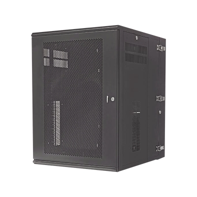 Gabinete PanZone de Montaje en Pared, de 19in, Puerta Ventilada, 18 UR, 762mm de Profundidad, Color Negro PZWMC1830P