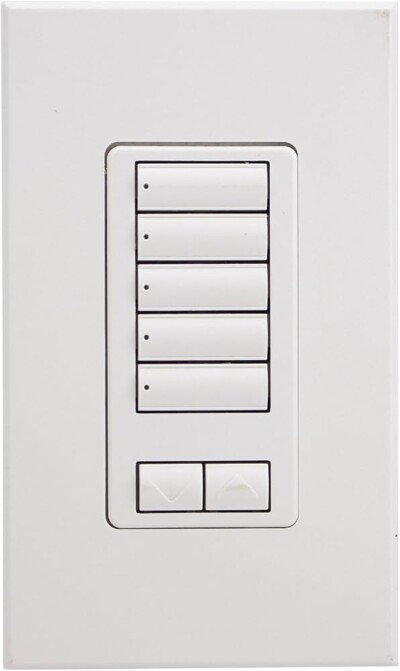 5-BUTTON WALLSTATION W/RAISE/ LOWER INSERT STYLE MATTE FINIS - QSWS2-5BRLI-WH