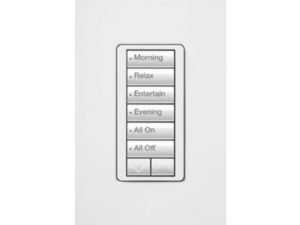 (RadioRA2) Teclado Seetouch Hibrido 6 botones, 2 botones subir/bajar, programe escenas diferentes en cada botón,puede instalarse en un interruptor de luz.: RRDHN6BRLWH