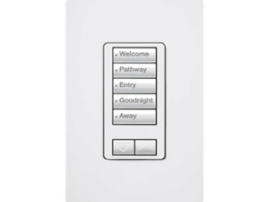 (RadioRA2) Teclado seetouch 5 botones, 2 botones subir/bajar, programe escenas diferentes en cada botón.: RRDW5BRLWH