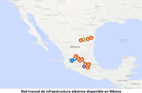 Red troncal de infraestructura eléctrica disponible en México