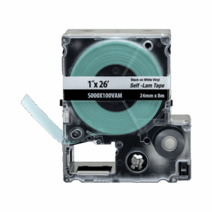 Casete de Etiquetas Autolaminadas de Cinta Continua, de 24 (1 in) mm de Ancho, 8 m de Largo, Para Cables de 2.5 a 5.1 mm (10 - 12 AWG) de Diámetro, Color Blanco  S000X100VAM