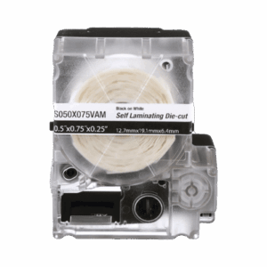 Casete de 425 Etiquetas Autolaminadas de 12.7 x 19.1 mm, para Cables de 2 a 4 mm de Diámetro, Área de Impresión Color Blanco  S050X075VAM