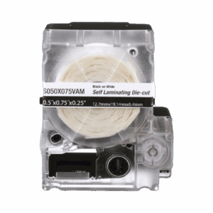 Casete de 300 Etiquetas Autolaminadas de 19.1 x 25.4 mm, para Cables de 2 a 4 mm de Diámetro, Área de Impresión Color Blanco  S100X075VAM