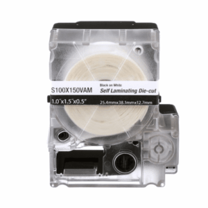 Casete de 175 Etiquetas Autolaminadas de 25.4 x 38.1 mm, para Cables de 4 a 8.1 mm de Diámetro, Área de Impresión Color Blanco  S100X150VAM