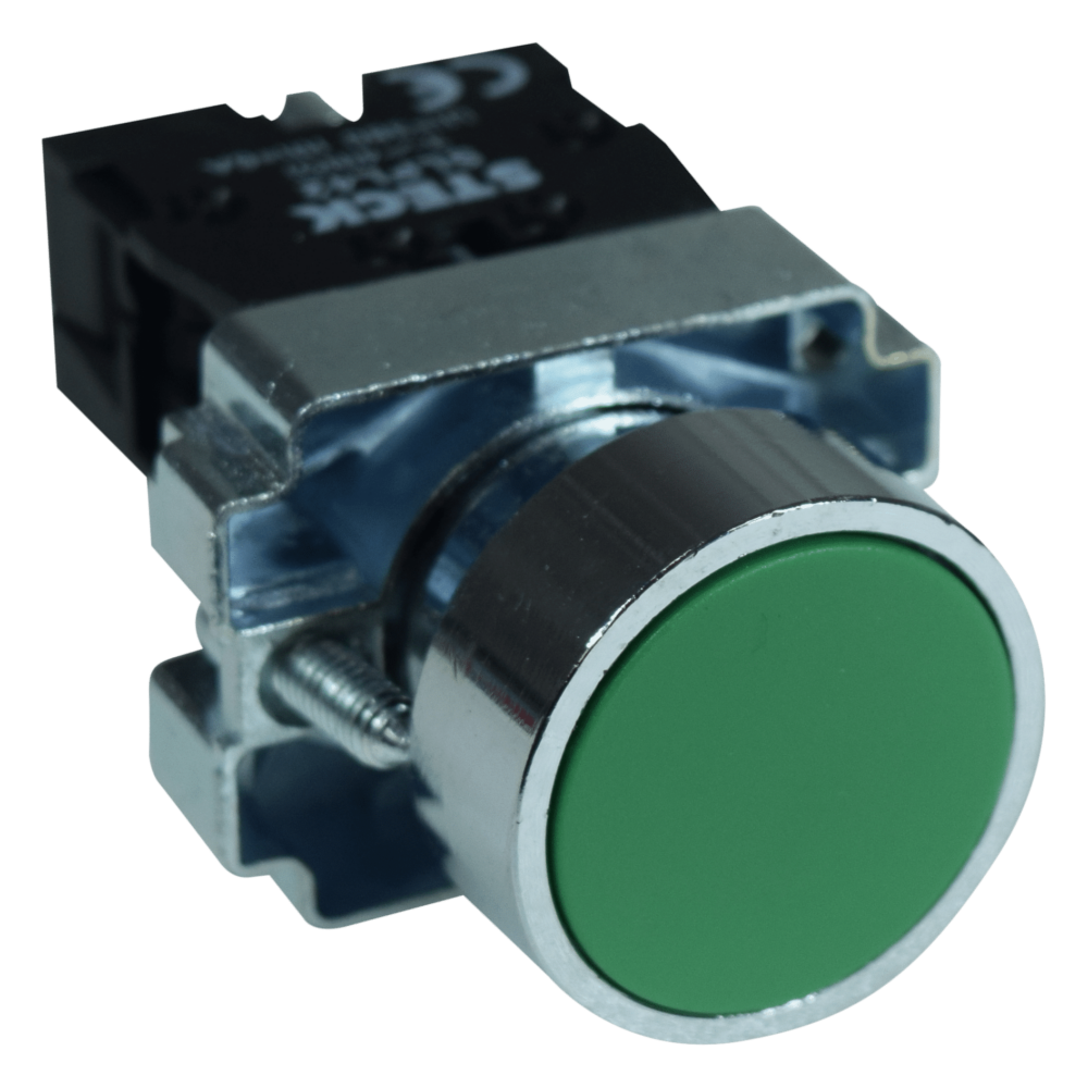 BOTÓN PULSADOR METÁLICO VERDE 22.5 MM Ø SLMRN2