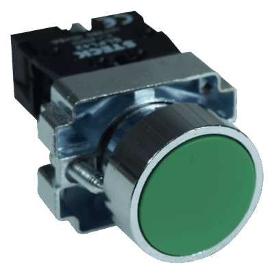 BOTÓN PULSADOR METÁLICO VERDE 22.5 MM Ø SLMRN2