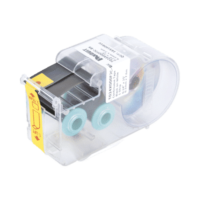 Casete de Etiquetas de Poliolefina de Cinta Continua, Color Blanco sobre Negro, Uso Interior/Exterior, 6.1 mm de Ancho x 7.6 metros de Largo  T024X000FJC-BK