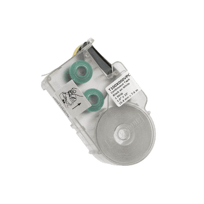 Casete de Etiquetas de Vinilo de Cinta Continua, Color Negro Sobre Blanco, Uso Interior/Exterior, 25.4 mm de Ancho x 7.6 Metros de largo  T100X000VPC-BK