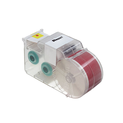 Casete de Etiquetas de Vinilo de Cinta Continua, Color Blanco Sobre Rojo, Uso Interior/Exterior, 25.4 mm de Ancho x 7.6 Metros de largo T100X000VWC-WH