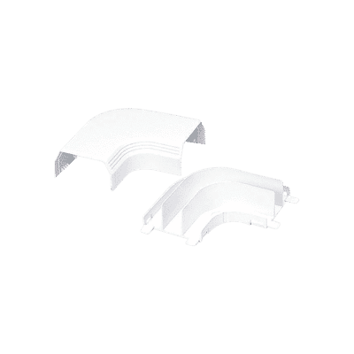Curva de radio controlado, para uso con canaleta T45, Material PVC Rígido, Color Blanco Mate  T45RAIW