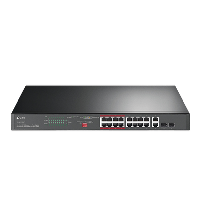 TL-SL1218MP, Switch 16 FEth PoE+, 2 GigaEth, no admin, 194W