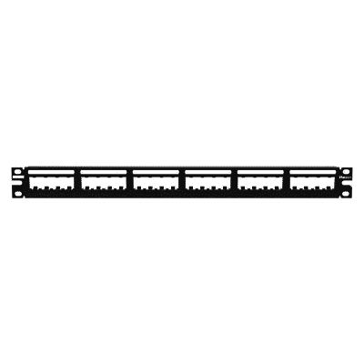 Panel de Parcheo Modular Mini-Com (Sin Conectores), Ultimate ID®, Plano, Sin Blindaje, Con Etiqueta y Cubierta, de 24 puertos, 1UR  UICMPP24BLY
